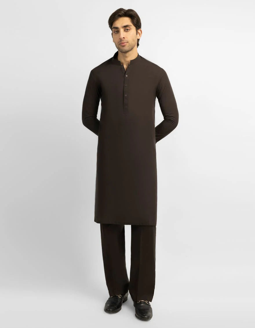 brown plain kurta trousers