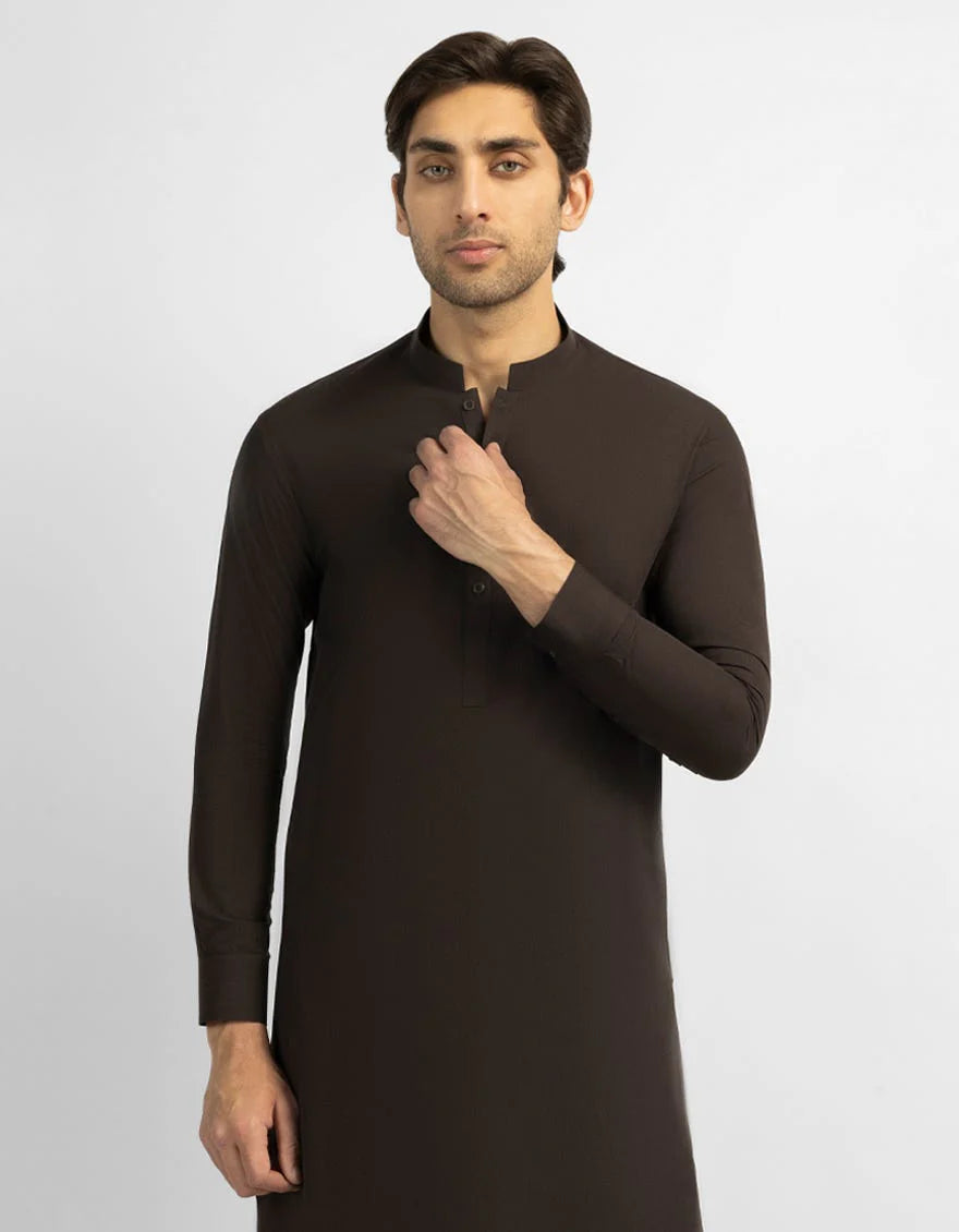 brown plain kurta trousers