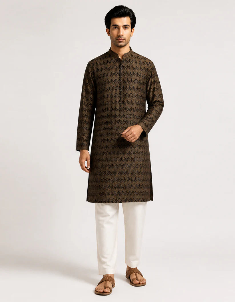 beige formal kurta