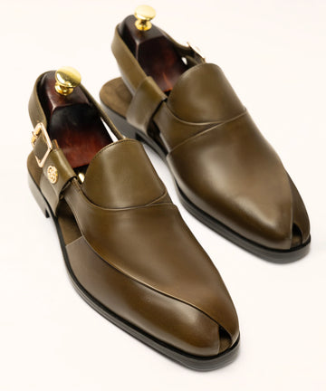 olive leather sandals