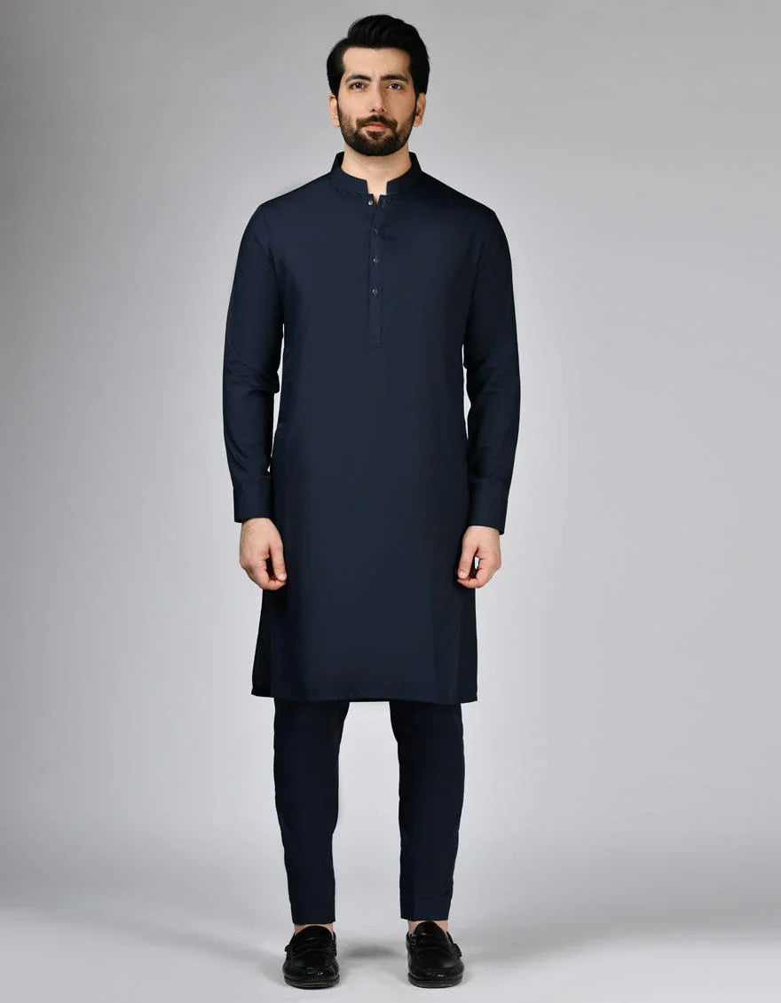 navy blue plain kurta trousers
